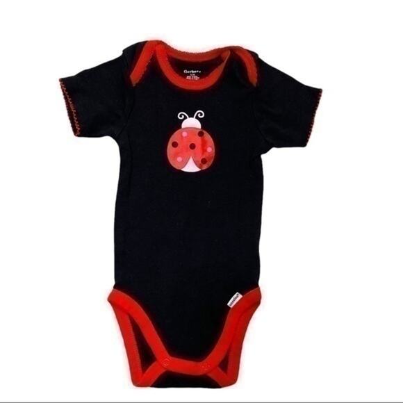 Ladybug Onesie short sleeve black bodysuit Size 12 Months - Picture 1 of 8